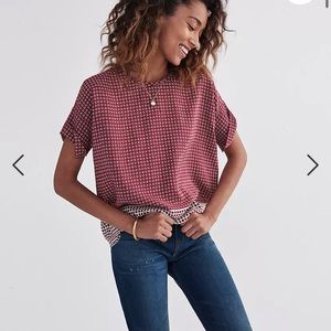 Madewell Premiere Bow-Back Silk Top in Ascot Tile